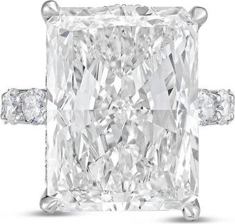 Diana M. Jewels Platinum 12ct lab grown Radiant Diamond Ring with Pav&eacute; Round Band