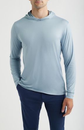 Johnnie-O Talon PREP-FORMANCE Long Sleeve Hooded T-Shirt in Dusty Blue at Nordstrom, Size Xx-Large