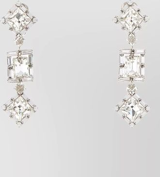 Alessandra Rich metal crystal drop earrings geometric design
