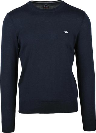 Paul & Shark Crewneck Pullover - Heren - Ronde hals truien - Blauw - 2XL - Wol - Truien & Vesten