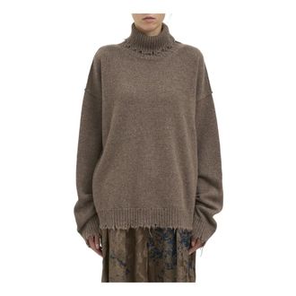 Uma Wang UMA Wang - Maglia Collo Alto in Cashmere - Dames - Truien - Bruin - Maat: S Kasjmier