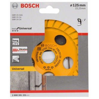 Bosch 2 608 201 231 - Muela De Vaso De Diamante Best For Universal Turbo - 125 X 22,23 X 5 Mm (pack De 1)