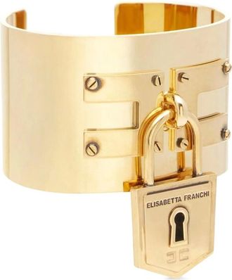 Elisabetta Franchi Accessoires, Dames, Geel, ONE Size, Padlock Bangle