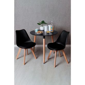 Regalos Miguel Regalos Miguel - Black Friday - Conjunto Mesa Tower Redonda 80 Cm Negra Y Pack 2 Sillas Synk Basic - Negro