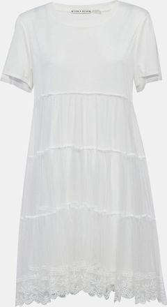 Alice & Olivia Alice + Olivia White Jersey & Lace Flared Mini Dress