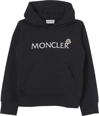 Moncler Kids Sweatshirts, male, Black, 14 Y, Cotton Logo Sweatshirt