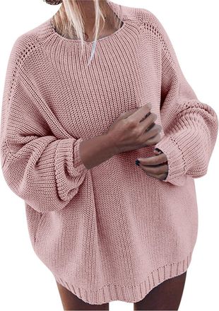 Generic Ladies Longline Tops Womens Jumper Dress Size 16 Womens Winter New Solid Knitted Loose Sleeve Large Sweater Coat Lightweight Sweaters for Women Sweate