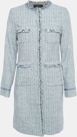 Max Mara Blue Tweed Mid-Length Coat