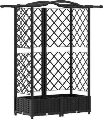 vidaXL Cama Elevada Con Trellis Y Techo Negro 124 X 40 X 123 Cm Pp Vidaxl