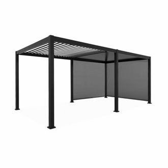 Sweeek P&eacute;rgola bioclim&aacute;tica 3x6m + 2 toldos verticales de 3m, antracita