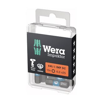 Wera Bit Impaktor 1/4 Din 3126 C6.3 Hexagonal 6x25mm 10er Pack Pack