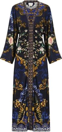 Camilla Midi jurk met wijde mouwen en ruches - Dames - Casual kleedjes - Veelkleurig - M - Leer - Kleedjes