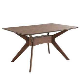 Koketto Home Mesa de comedor con tablero de madera y patas blancas