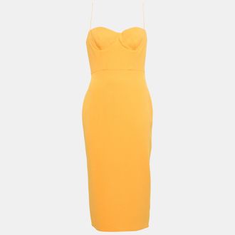 Alex Perry Orange Stretch Crepe Lee Midi Dress