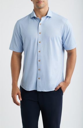 Johnnie-O Augustine Short Sleeve Button-Up Shirt in Kona at Nordstrom, Size Xx-Large