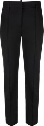 Brunello Cucinelli Slim-Fit Cropped Broek - Dames - Vrijetijds broeken - Zwart - L - Katoen - Broeken