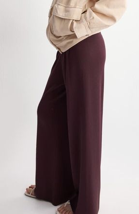 Mango Knit Pull-On Straight Leg Pants in Burgundy at Nordstrom, Size X-Large