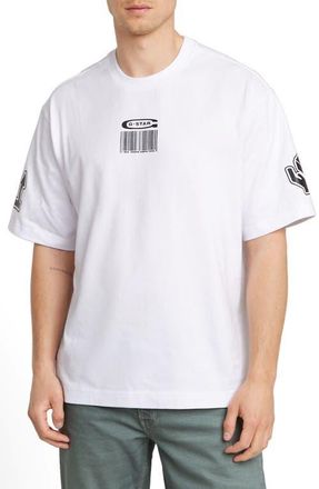 G-Star Barcode Boxy Organic Cotton Graphic T-Shirt in White at Nordstrom, Size Large