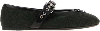 Miu Miu Green Bow Ballet Flats