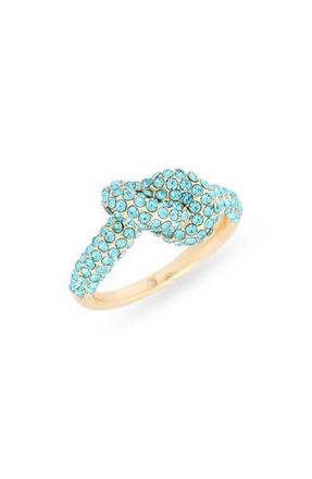 Nordstrom Rack Pav&eacute; Crystal Knot Ring in Aquamarine- Gold at Nordstrom Rack, Size 7