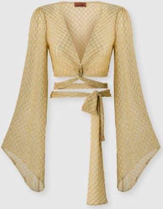 Missoni Wrap Top In Lam&eacute; Viscose With Raschel Workmanship in Gold at Nordstrom, Size 38 It