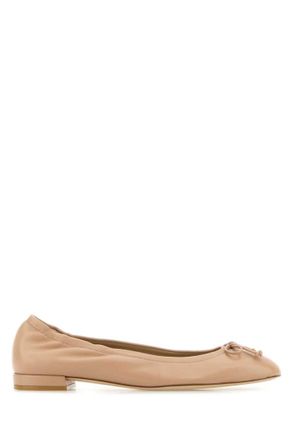 Stuart Weitzman Beige Solid Bria Ballet Flats