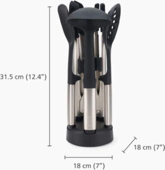 Joseph Joseph Juego De Utensilios De Acero Inoxidable Joseph Joseph Elevate Fusion, 5 Piezas Con Soporte Compacto, Dise&ntilde;o Funcional Y Elegante, Color Multicolor Par