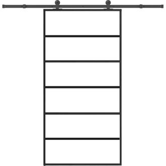 vidaXL Vidaxl - Puerta Corredera Con Herrajes 102x205 Cm Esg Vidrio Y Aluminio