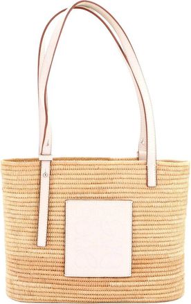 Loewe Beige Woven Raffia Square Basket Tote Small (Authentic Pre-Loved)
