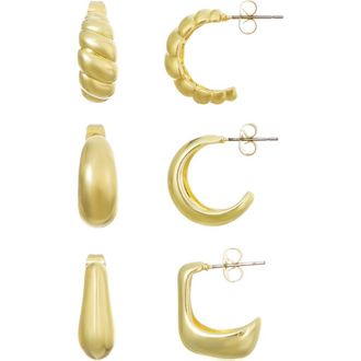 Adornia 14K Gold Plated Hoop Earrings Set at Nordstrom Rack
