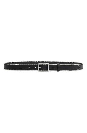 Rag & Bone Beaded Boyfriend Leather Belt in Black at Nordstrom, Size Large