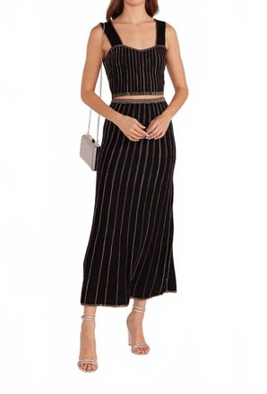 Minkpink Celia Lurex Midi Skirt In Black Combo