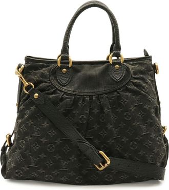 Louis Vuitton Noir Denim Canvas Shoulder Bag Tote Bag (Pre-Owned)