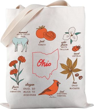 Generic Symbols Of Ohio Merch State of Ohio Tote Bag Ohio State Flower Tote Bag Ohio Travel Trip Gift (State Flower-TB)