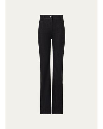 Akris Chess Denim Straight-Leg Pants