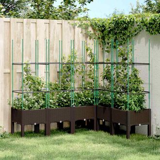 vidaXL Jardinera Con Enrejado Pp Marr&oacute;n 160x120x142,5 Cm Vidaxl