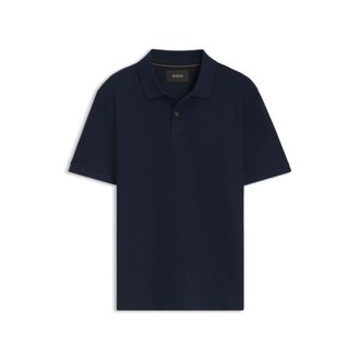BOSS Knit polo shirt in two-tone cotton