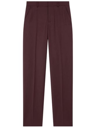 Frankie Shop Burgundy Wool Blend Straight Front Pleat Straight-Leg Pants