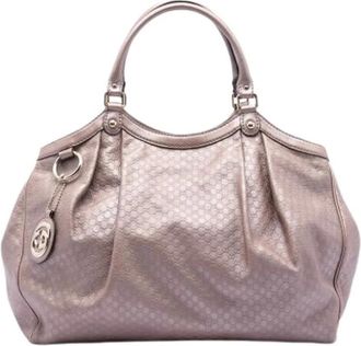 Gucci Pre-owned Handbags, female, Pink, Size: ONE SIZE Pre-owned Leather Tote