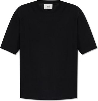 Ami Tops, unisex, Zwart, XS, Katoen, T-shirt met logo