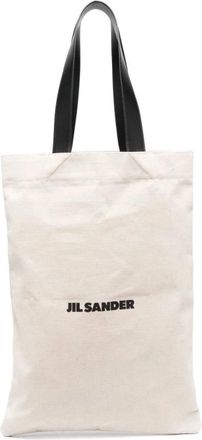 Jil Sander Witte Canvas Tote Bag - Heren - Shoppers - Wit - ONE Size - Tassen