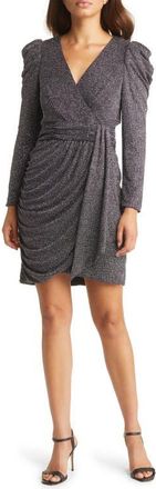 Eliza J Metallic Long Sleeve Cocktail Dress in Silver at Nordstrom, Size 10