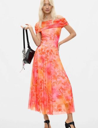 Desigual vestito maxi in rete rosa