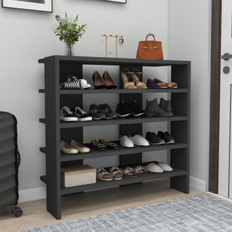 Dmora Zapatero Offida, Armario Para 16 Pares, 5 Estantes, 4 Compartimentos, 76x31x72h Cm Negro