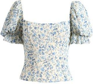 Reformation Marin Puff Sleeve Top in Nile at Nordstrom Rack, Size 12