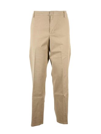 Dondup Beige James Straight-Leg Stretch Cotton Trousers