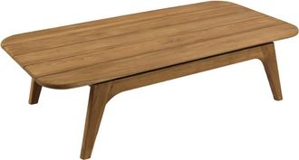 Macabane Mesa baja de jard&iacute;n de 130 x 70 cm de madera de teca reciclada