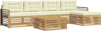 vidaXL Conjunto De Sof&aacute;s De Exterior 7 Uds. Blanco Y Crema Poli&eacute;ster Vidaxl