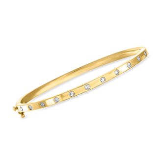 Ross-Simons Diamond Dotted Bangle Bracelet in 14kt Yellow Gold