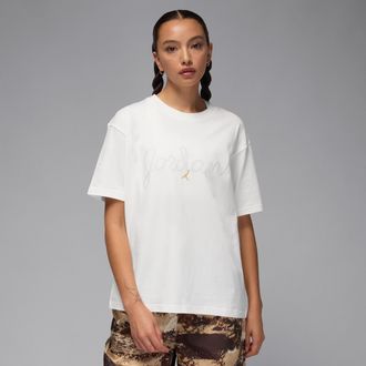 Nike Jordan Womens Jordan Brooklyn T-Shirt in White | HV0445-133